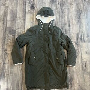 Arizona Jean Co Women's  dark green Long Hooded Sherpa Lined parka Jacket